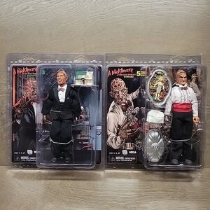 Lot of 2 NECA Nightmare on Elm Street Action Figures Clothed Tuxedo Chef Freddy